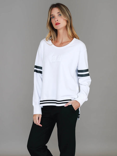 Dora 3S Logo Stripe Sweater- White