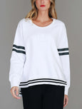 Dora 3S Logo Stripe Sweater- White