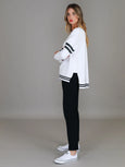 Dora 3S Logo Stripe Sweater- White
