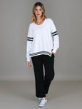 Dora 3S Logo Stripe Sweater- White