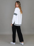 Dora 3S Logo Stripe Sweater- White