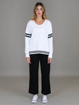 Dora 3S Logo Stripe Sweater- White