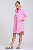 The Classic Shirt Dress- Double Pink Stripe