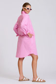 The Classic Shirt Dress- Double Pink Stripe