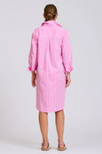 The Classic Shirt Dress- Double Pink Stripe