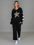 Sydney Leopard Star Sweater- Black