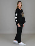 Sydney Leopard Star Sweater- Black