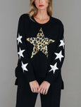 Sydney Leopard Star Sweater- Black