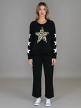 Sydney Leopard Star Sweater- Black
