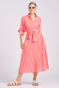 The Luna Dress- Pink Papaya Stripe