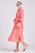 The Luna Dress- Pink Papaya Stripe