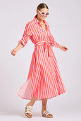 The Luna Dress- Pink Papaya Stripe