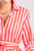 The Luna Dress- Pink Papaya Stripe