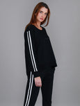 Jamie Two-Stripes Print Sweatshirt- Black