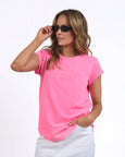 Effortless Tee- Neon Rose