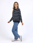 Jayne Throw on Top- Navy/White Stripe