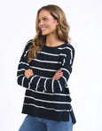Jayne Throw on Top- Navy/White Stripe