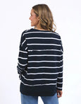 Jayne Throw on Top- Navy/White Stripe