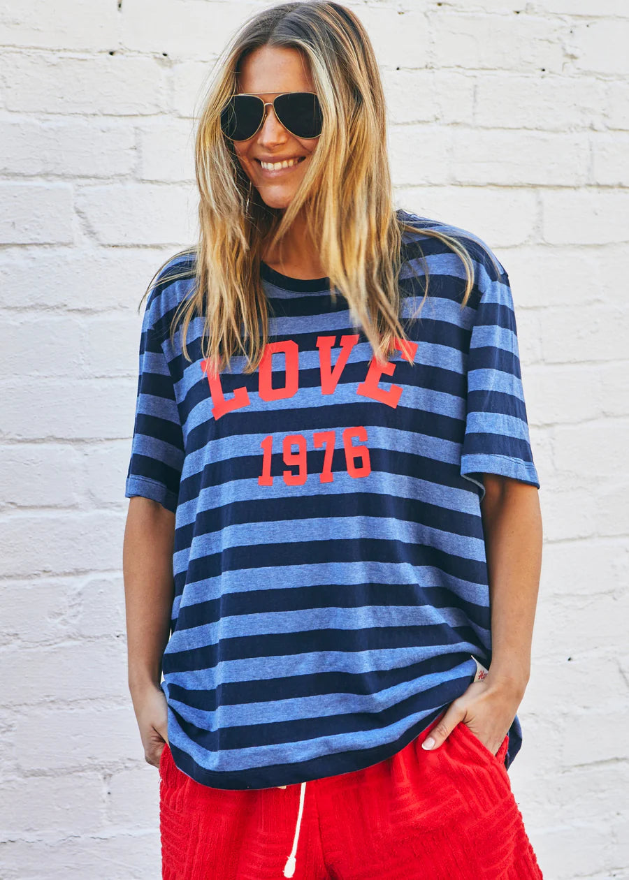 Love 1976 Stripe Tee- Navy Stripe