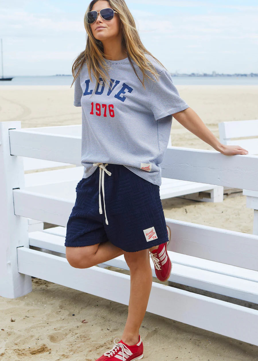 Love 1976 Stripe Tee- Navy/White Stripe