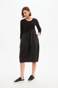 Diagonal Seam Combi Dress- Black