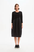 Diagonal Seam Combi Dress- Black