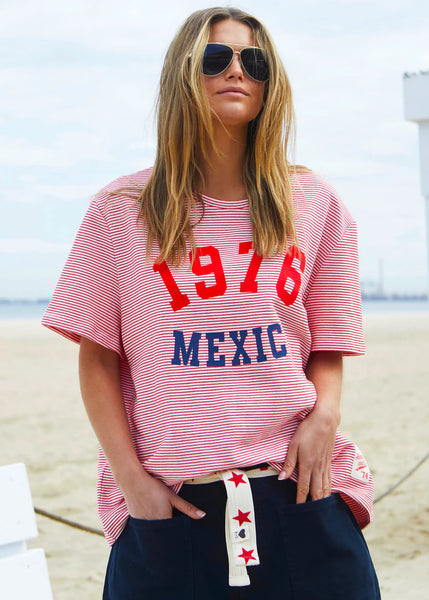 Mexico 1976 Tee- Red/White Stripe