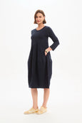 Diagonal Seam Combi Dress- Black