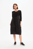 Diagonal Seam Combi Dress- Black