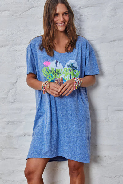 Jersey Tee Beach Dress- Blue