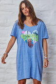 Jersey Tee Beach Dress- Blue