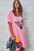 Jersey Tee Beach Dress- Pink