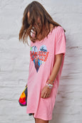 Jersey Tee Beach Dress- Pink