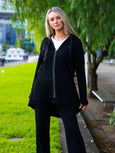 Charlie Sweatshirt Hooded Jacket- Black