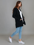 Charlie Sweatshirt Hooded Jacket- Black