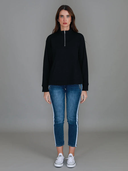 Gianna Half Zip Sweat- Black