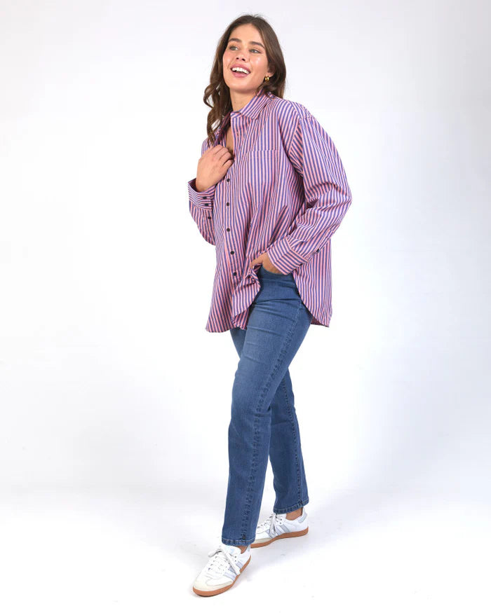 Lila Stripe Shirt- French Blue/Pink Stripe