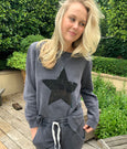 Sequin Star Sweat- Charcoal
