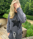 Sequin Star Sweat- Charcoal