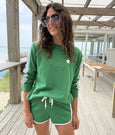 Arm Stripe Sweatshirt – Forest Green / White