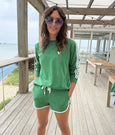 Arm Stripe Sweatshirt – Forest Green / White