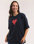 Velvet Heart Tee- Navy/Red