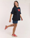 Velvet Heart Tee- Navy/Red
