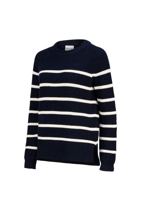 Breton stripe navy/ivory bell pullover