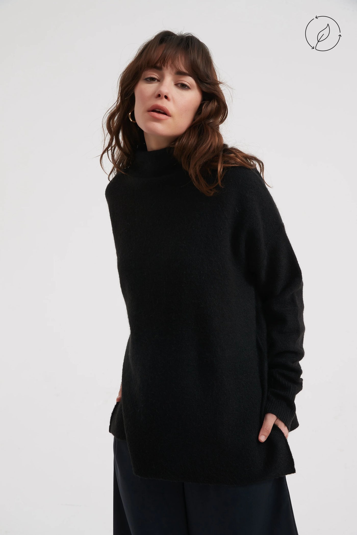 Funnel Neck Easy Knit- Recycled Materials