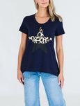 Rosemary Splice Leopard Star Tee- Navy