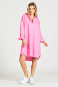The Pop Over Dress- Hot Pink
