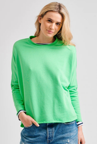 Raw Long Sleeve Sweatshirt- Apple Green