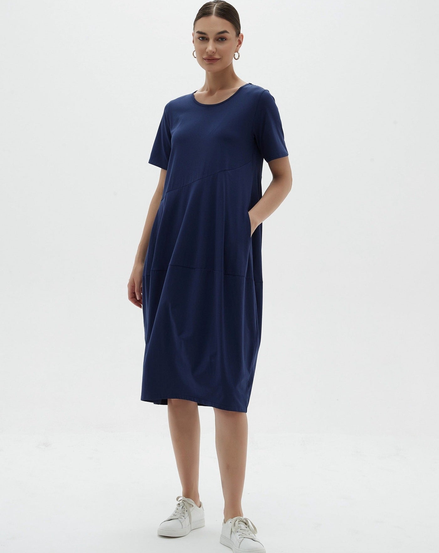 Short Sleeve Diagonal Dress