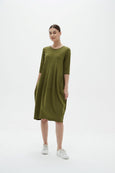 Diagonal Seam Dress - Moss